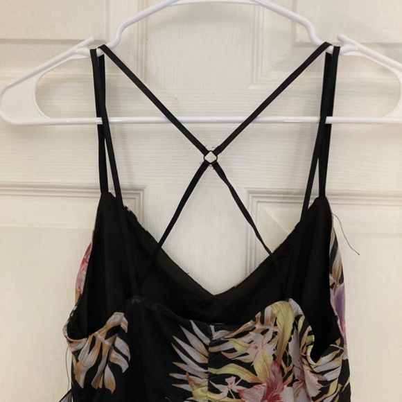 Volcom Black Mini Dres with Floral design Sweetheart Neckline Small - Picture 6 of 9